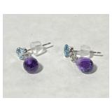 14 kt Gold Faceted Amethyst Tear Drop Dangles