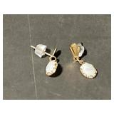 10 kt Gold Opal Drop Stud Earrings with Silicone