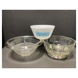 3 Bowls - 1- Federal, Vintage Depression Glass