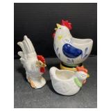 3 Ceramic Chickens