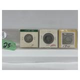 3 X Cdn 25 Cent - 1872h, 1886, 1901