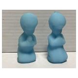 Fenton Blue Satin Glass - Boy & Girl Praying