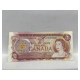 1974 Cdn $2  Bill - Crisp- Lauson/bouey