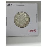 1871 Cdn Silver 25 Cent