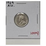 1929 Cdn Silver 10 Cent - Au