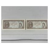 Government Of Hongkong One Cent Banknotes X 2.