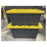 2 Storage Bins - Black With Yellow Lids