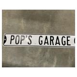 Modern Heavy Metal Sign ' Pop's Garage '
