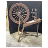 Antique Spinning Wheel, signed by maker in