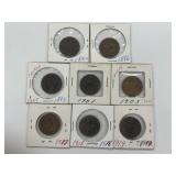 Cdn Large One Cent Coins: 1876h, 1886, 1893, 1901