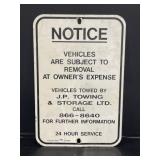 Metal Towing Notice Sign, 18x12 '