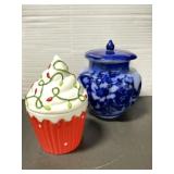 Blue & White Glazed Ginger Jar, Christmas