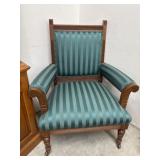 Vintage Armchair - Wood Frame With Upholstered