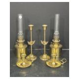 Brass Oil Lamps and Candle Holders