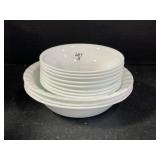 11 White Corelle Bowls