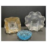 Vintage Fenton White Carnival Glass Dish,