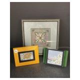 3 Framed Pieces of French Knot Embroidery Art