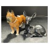 Boxer Dog Figurine, Carved Deer Figurine