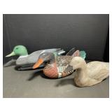 2 Wooden Duck Decoys, 1 Plastic Decoy