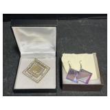 Pair of Earrings, Gold Tone Brooch