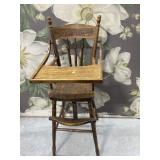 Vintage Wooden Press-back Highchair, 16x18x40 '