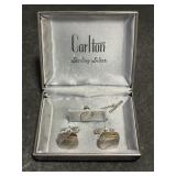 Pair of Sterling Silver Cufflinks & Tie Pin by