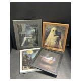 (4) Assorted Framed Halloween Ghosts Prints