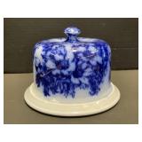Blue & White Mottled Stoneware Cheese Dome