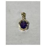 14 kt Gold Amethyst & Diamond Pendant
