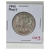 1941 Cdn Silver 50 Cent - Mint