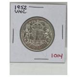 1952 Cdn Silver 50 Cent - Unc