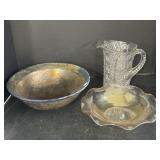 Crystal Pitcher And 2 Bowls