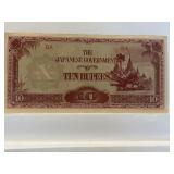 Wwii Era: The Japanese Government Ten Rupees