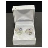 Sherman Aurora Borealis Beaded Clip Earrings