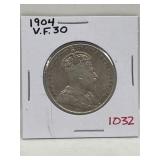 1904 Nfld Silver 50 Cent - Vg30