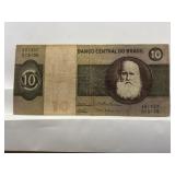 Central Bank Of Brazil Ten ( Dez) Cruzeiros,