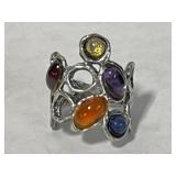 Sterling 925 Silver 5 Polished Gemstones and