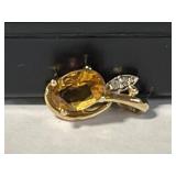 10 kt Gold Citrine & Diamond Pendant