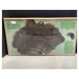 Turkey Feathers in Glass Frame, 16x28 '