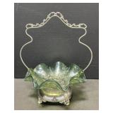 Vintage Brideï¿½s Basket with Iridescent Green Bowl