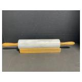 Marble Rolling Pin with Wooden Handles and Cradle