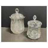 2 Covered Glass Jars