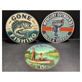 8 ' Round Metal Signs - Gone Fishing, Mercury