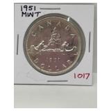 1951 Cdn Silver Dollar - Mint