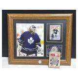 Framed Ed Belfour Photo & Card and NHL Playing
