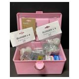 Pink Caddy with Screws, Castors, Brackets, etc