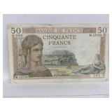 Bank Of France 50 Francs Banknote