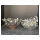 Pink Tint Glass Bowl, 2 Large Glass Bowl