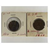 Usa Two Cent Coin: Shield In Front Of Crossed