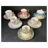 6 Assorted Demitasse Cups & Saucers